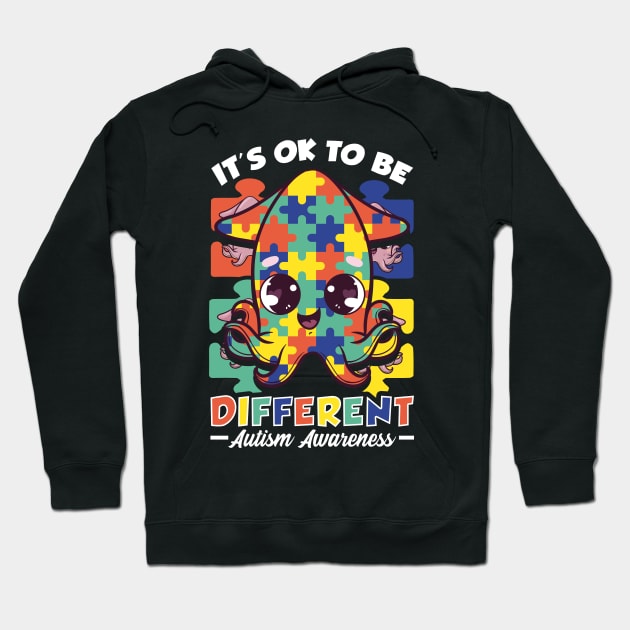 It's OK To Be Different Autism Awareness Squid Hoodie by theperfectpresents